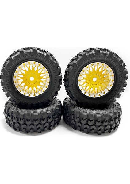 4 Adet 1.0 Lastikler ve Metal Beadlock Jant Seti 1/24 Rc Paletli Araba Eksenel SCX24 Fms FCX24 ENDURO24 Parçaları, Sarı (Yurt Dışından)