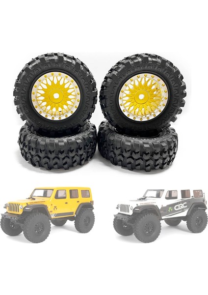4 Adet 1.0 Lastikler ve Metal Beadlock Jant Seti 1/24 Rc Paletli Araba Eksenel SCX24 Fms FCX24 ENDURO24 Parçaları, Sarı (Yurt Dışından) modelleri