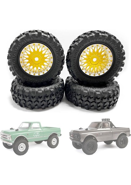 4 Adet 1.0 Lastikler ve Metal Beadlock Jant Seti 1/24 Rc Paletli Araba Eksenel SCX24 Fms FCX24 ENDURO24 Parçaları, Sarı (Yurt Dışından) fırsatları