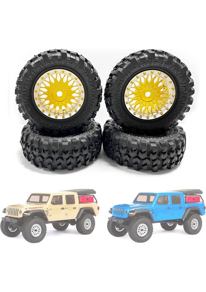 4 Adet 1.0 Lastikler ve Metal Beadlock Jant Seti 1/24 Rc Paletli Araba Eksenel SCX24 Fms FCX24 ENDURO24 Parçaları, Sarı (Yurt Dışından) indirimleri