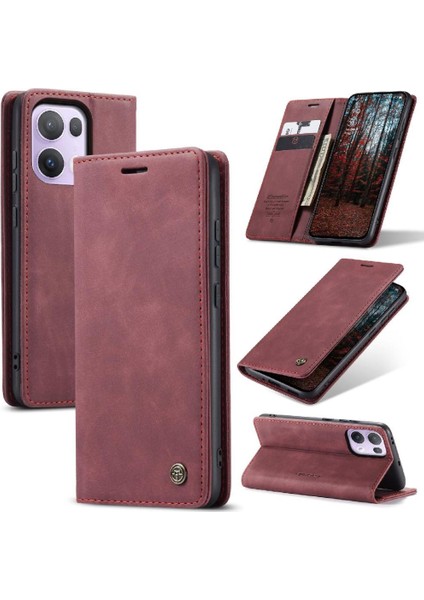Oppo Reno 13 Pro Flip Folio Kitap Için Flip Case Vintage Pu Deri Kılıf (Yurt Dışından) modelleri