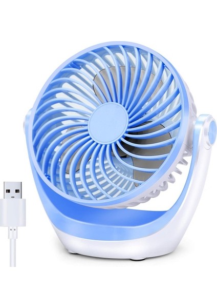 Güçlü Hava Akışı ile USB Masa Fanı Küçük Masa Fanı Ultra Sessiz Taşınabilir Fan Hızı Ayarlanabilir Kafa Ev Ofis Yatak Odası Için 360 ° Döndürülebilir Mini Fan (Yurt Dışından)