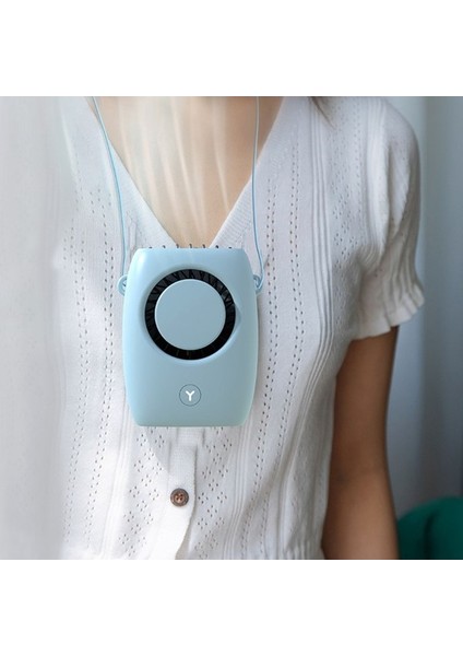 USB Mini Soğutma Asma Boyun Fanı Seyahat Için Tembel Spor Fanı - Mavi (Yurt Dışından) modelleri