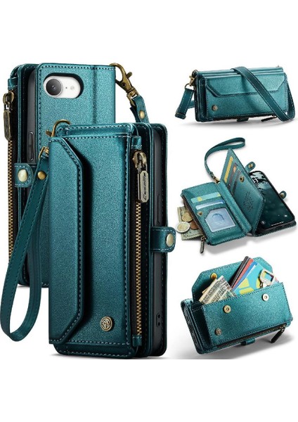 IPhone 16E Fermuar Faturaları Yuvası Kart Tutucu Kılıf Rfıd Için Crossbody Flip Case (Yurt Dışından)