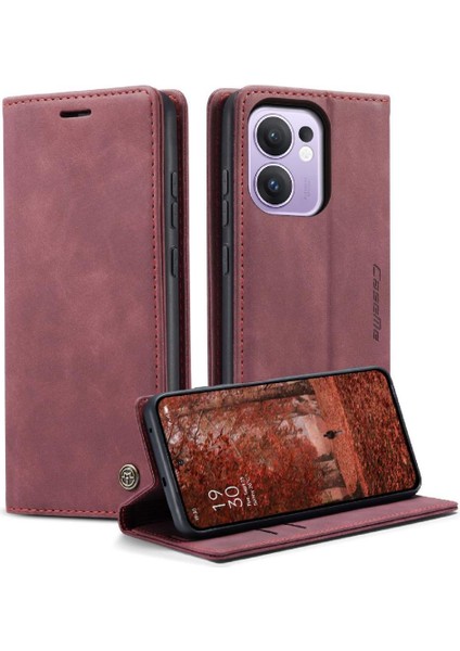 Oppo Reno 13F/5G Için Flip Case Kart Yuvası Kickstand Vintage Pu Flip (Yurt Dışından)