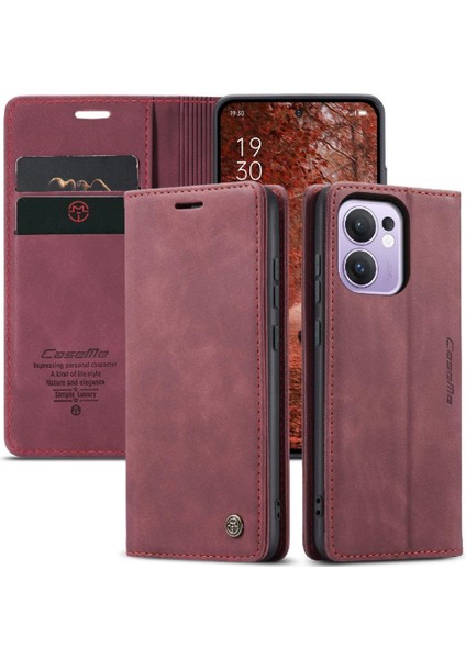 Oppo Reno 13F/5G Için Flip Case Kart Yuvası Kickstand Vintage Pu Flip (Yurt Dışından) modelleri