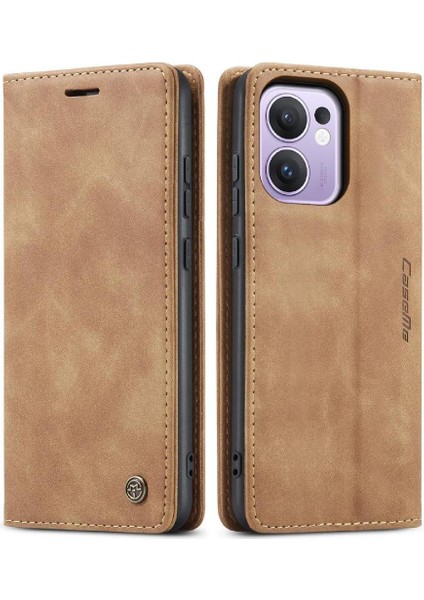 Oppo Reno 13F/5G Için Flip Case Kart Yuvası Kickstand Vintage Pu Flip (Yurt Dışından)