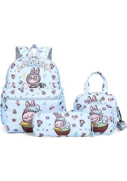 Labu Kumaş Karikatür Okul Çantası Dört Set Çocuk Sevimli Öğrenciler Okul Çantası Büyük Kapasiteli Erkek ve Kız Omuz Çantası (Yurt Dışından)