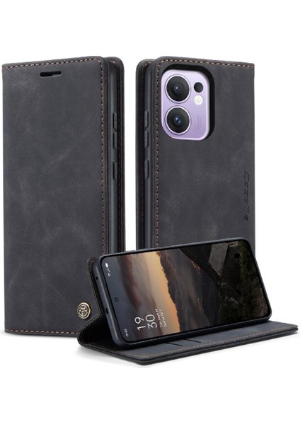 Oppo Reno 13F/5G Için Flip Case Kart Yuvası Kickstand Vintage Pu Flip (Yurt Dışından) modelleri