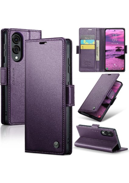 Galaxy S25 Kenar Kickstand Darbeye Vaka Kart Yuvası Için Flip Case (Yurt Dışından)