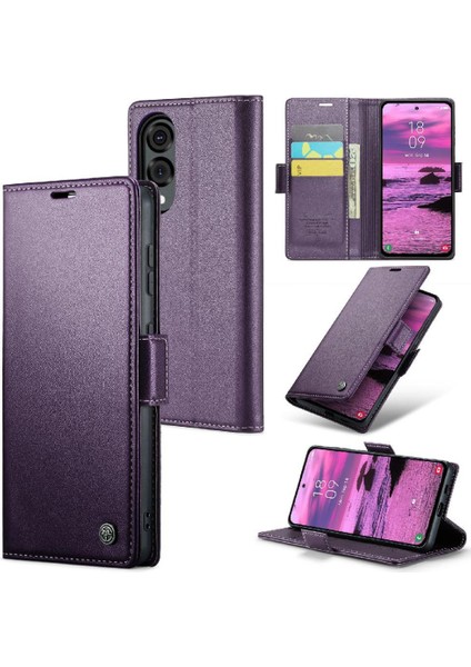 Galaxy S25 Kenar Kickstand Darbeye Vaka Kart Yuvası Için Flip Case (Yurt Dışından)