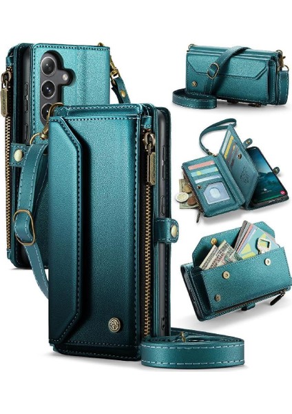 Galaxy S25 Plus Rfıd Engelleme Fermuar Faturaları Için Crossbody Flip Case (Yurt Dışından)