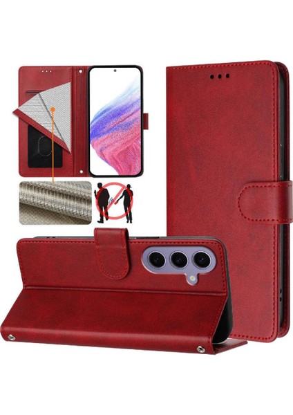 Galaxy S24 Kart Tutucu Rfıd Engelleme Için Klasik Stil Flip Case (Yurt Dışından)
