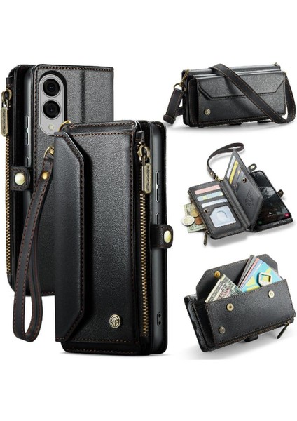 Galaxy S25 Kenar Kart Tutucu Rfıd Engelleme Için Crossbody Flip Case (Yurt Dışından)