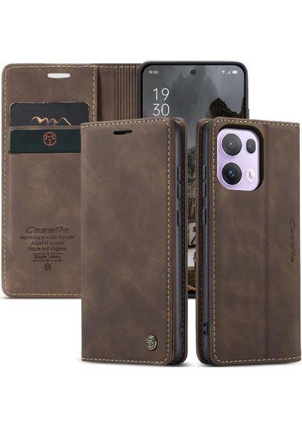 Oppo Reno 13 Pro Flip Folio Kitap Için Flip Case Vintage Pu Deri Kılıf (Yurt Dışından)