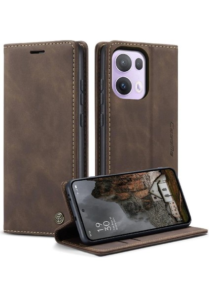 Oppo Reno 13 Pro Flip Folio Kitap Için Flip Case Vintage Pu Deri Kılıf (Yurt Dışından) modelleri