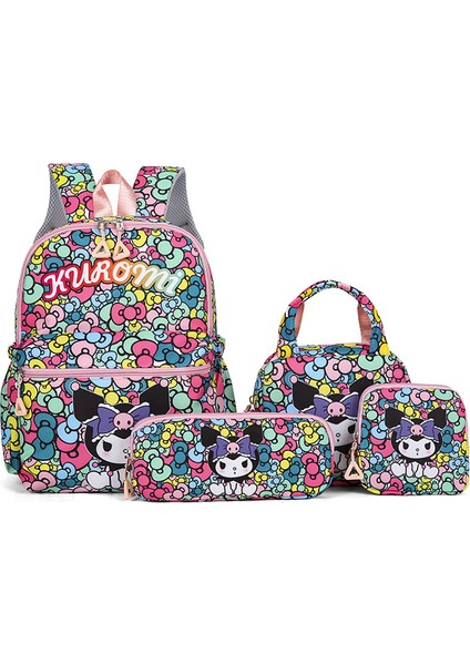 Çocuk Çizgi Film Öğrenci Okul Çantası Dört Set Çift Omuz Çantası (Yurt Dışından)