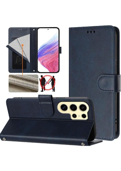 Galaxy S24 Ultra Darbeye Dayanıklı Manyetik Için Klasik Tarzı Flip Case (Yurt Dışından)