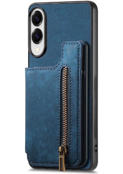 Galaxy S25 Kenar Katlanabilir Arka Kapak Standı Fonksiyonu Fermuar Için Kılıf (Yurt Dışından)
