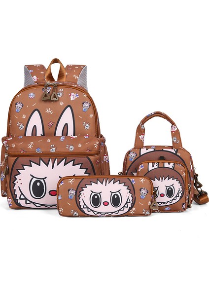 Labu Kumaş Karikatür Okul Çantası Dört Set Çocuk Sevimli Öğrenciler Okul Çantası Büyük Kapasiteli Erkek ve Kız Omuz Çantası (Yurt Dışından)