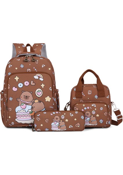 Çocuk Üç Parçalı Okul Çantası Sevimli Öğrenci Okul Çantası Kalem Çantası Öğle Yemeği Çantası Omuz Çantası (Yurt Dışından)