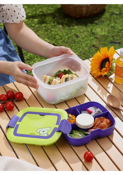 Öğrenci Saplı Plastik Öğle Yemeği Kutusu Çift Katlı Bölme Bento Kutusu Mikrodalgada Kullanılabilir Yetişkin Öğle Yemeği Kutusu (Yurt Dışından)