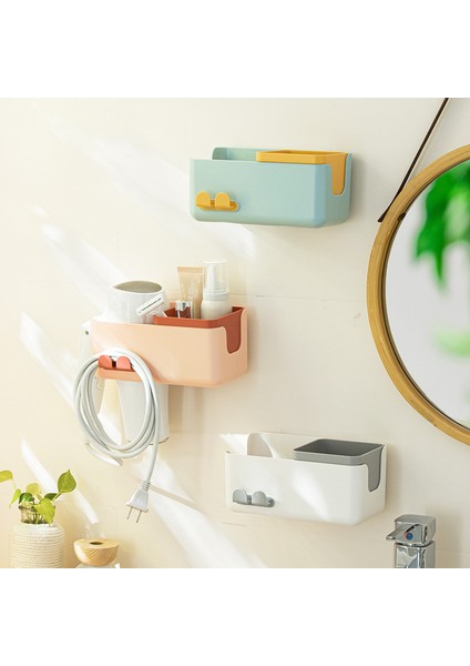 Banyo Banyo Zımbasız Saç Kurutma Makinesi Rafı Duvara Duvara Monte Saç Kurutma Makinesi Çok Fonksiyonlu Saklama Braketi (Yurt Dışından)