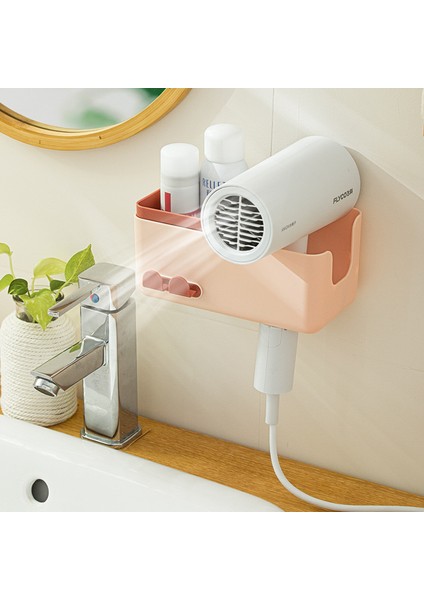 Banyo Banyo Zımbasız Saç Kurutma Makinesi Rafı Duvara Duvara Monte Saç Kurutma Makinesi Çok Fonksiyonlu Saklama Braketi (Yurt Dışından)