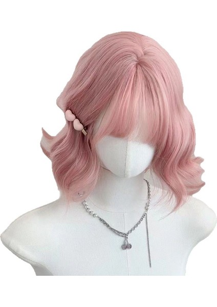 Pembe Kısa Kıvırcık Peruk Cos Peruk (Yurt Dışından)