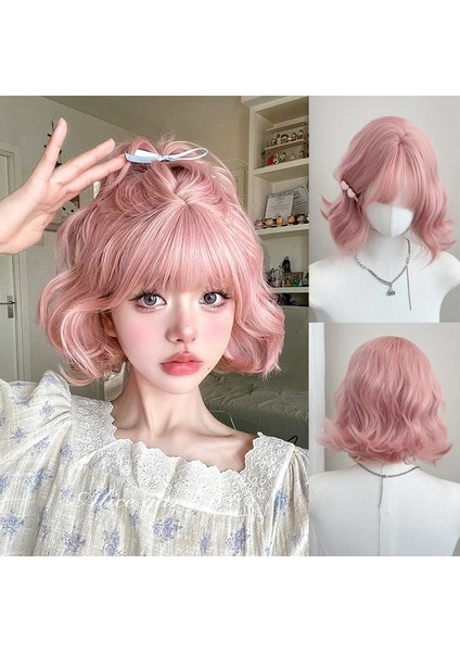 Pembe Kısa Kıvırcık Peruk Cos Peruk (Yurt Dışından) fiyatları