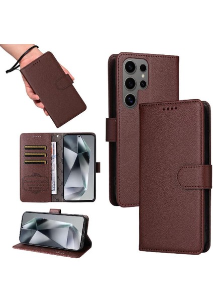 Galaxy S24 Ultra Cüzdan Crad Yuvası Kablosuz Şarj Için Flip Case (Yurt Dışından) modelleri