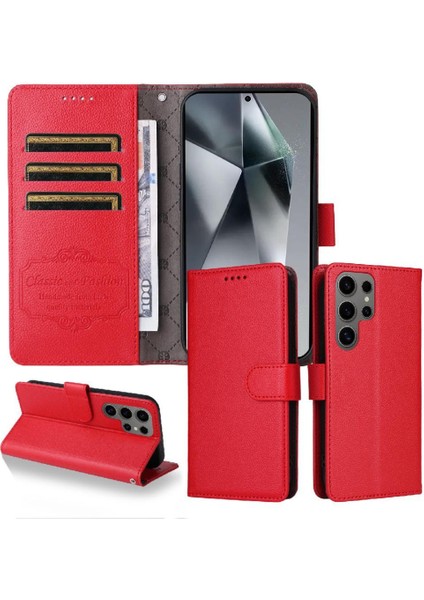 Galaxy S24 Ultra Cüzdan Crad Yuvası Kablosuz Şarj Için Flip Case (Yurt Dışından)