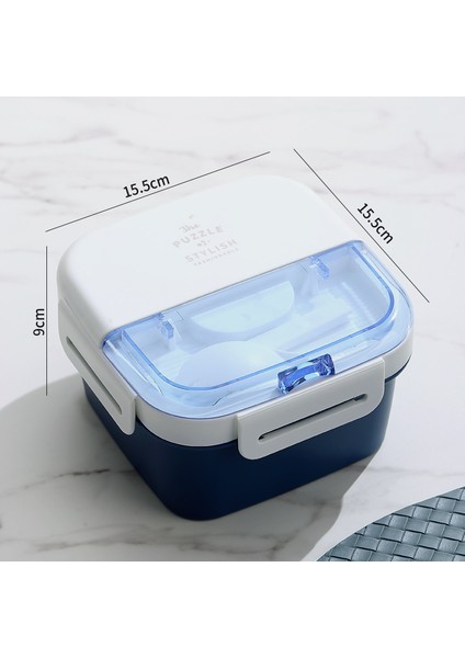 Çift Bölmeli Plastik Öğle Yemeği Kutusu Öğrenciler Öğle Yemeği ile Çalışır Çatal Bıçak Takımı ile Öğle Yemeği Kutusu Taşınabilir Mikrodalgada Öğle Yemeği Kutusu (Yurt Dışından)