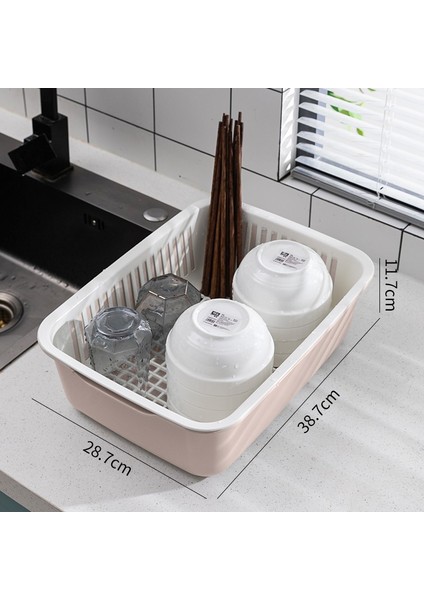 Çift Katlı Kare Sebze Yı Sepeti Tahliye Sepeti Plastik Meyve Tepsisi Çok Işlevli (Yurt Dışından)