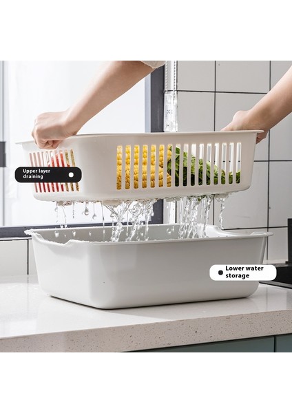 Çift Katlı Kare Sebze Yı Sepeti Tahliye Sepeti Plastik Meyve Tepsisi Çok Işlevli (Yurt Dışından) fiyatları