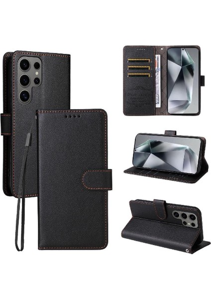 Galaxy S24 Ultra Cüzdan Crad Yuvası Kablosuz Şarj Için Flip Case (Yurt Dışından)