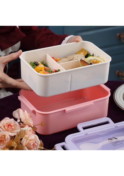 Üç Bölmeli Öğle Yemeği Kutusu Mikrodalga Plastik Öğle Yemeği Kutusu Öğrenciler Yetişkin Öğle Yemeği Kutusu (Yurt Dışından)
