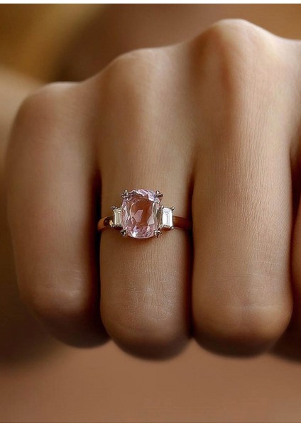 Hazine Kunzit Pırlanta Rose Gold Kadın Altın Yüzük fiyatları