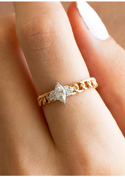 Hazine Pırlanta Taşlı 14 Ayar Rose Gold Kadın Yüzük fiyatları