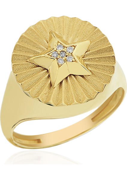 Military Star Pırlanta Detaylı Yüzük