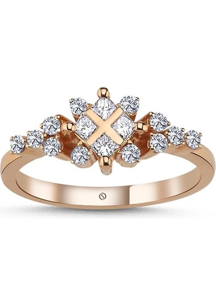 Hazine Pırlanta 14 Ayar Rose Gold Kadın Altın Yüzük