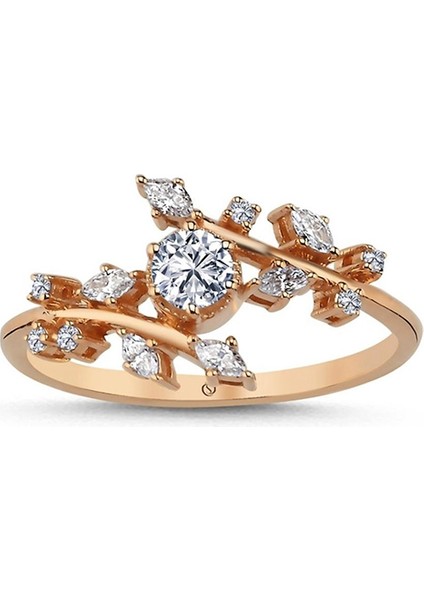 Hazine Pırlanta 14 Ayar Rose Gold Kadın Altın Yüzük