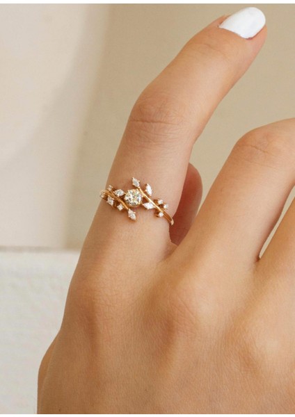 Hazine Pırlanta 14 Ayar Rose Gold Kadın Altın Yüzük modelleri