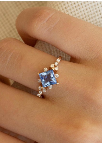 Hazine Safir Pırlanta 14 Ayar Rose Gold Kadın Altın Yüzük fırsatları