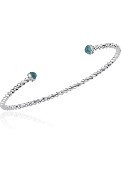 Gem Blue Topaz Bangle Slim 14 Ayar Kadın Pırlanta Bileklik