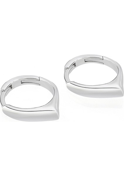 Simple Edge Köşeli 925 Ayar Gümüş Üzeri Rodyum Kaplama Küpe modelleri