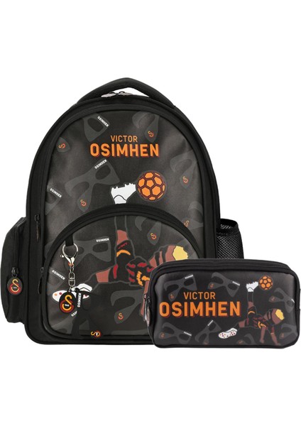 3 Bölmeli Victor Osimhen Suni Deri Okul Çantası + Kalemlik