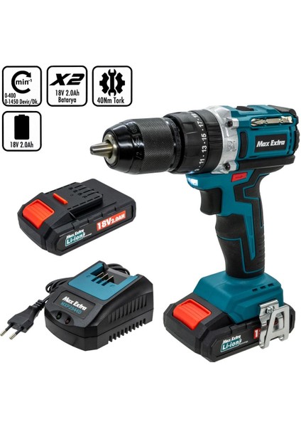 MXP2944D 18V 2.0AH Li-Ion Komürsüz Darbeli Akülü Matkap