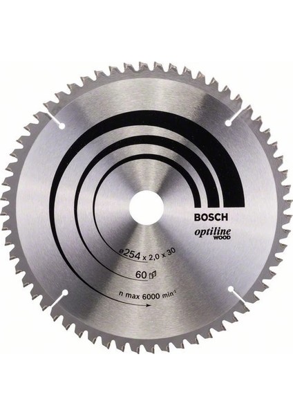 - Optiline Serisi Ahşap İçin Daire Testere Bıçağı - 254 X 30 X 2,0 Mm, 60 Diş