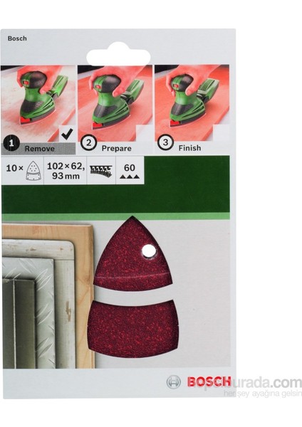 - Multi Zımpara Kağıdı 10'Lu, 102 X 62/93 Mm 60 Kum 11 Deli